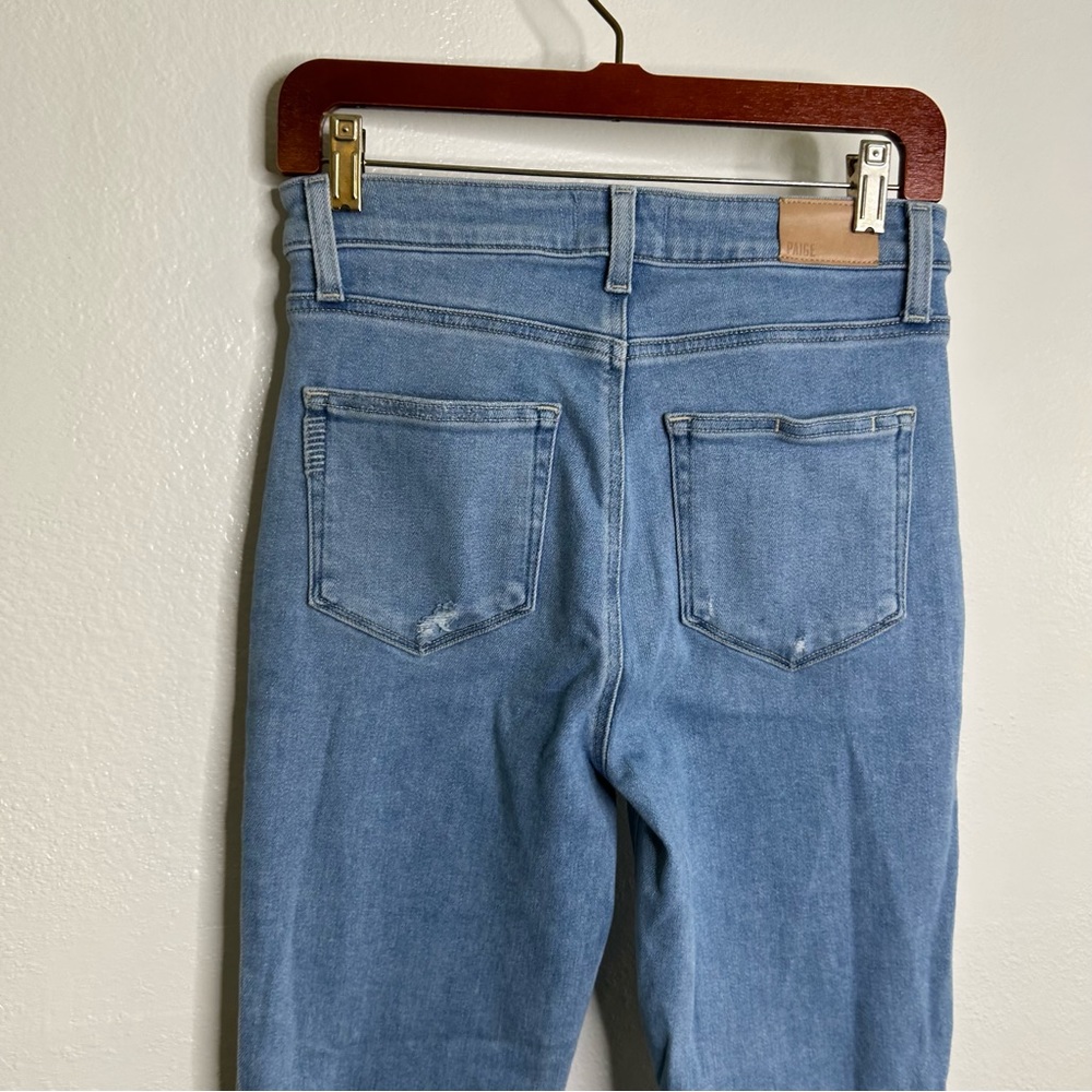 PAIGE High Rise Sarah Slim Crop Jean in Cruiser Destructed 28 - Picture 10 of 15